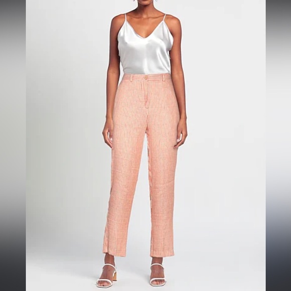 Vicolo Linen Striped Straight Leg Women's Pants Trousers - Picture 1 of 10